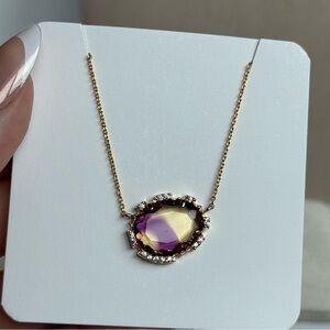 Gold and Purple Gemstone Necklace